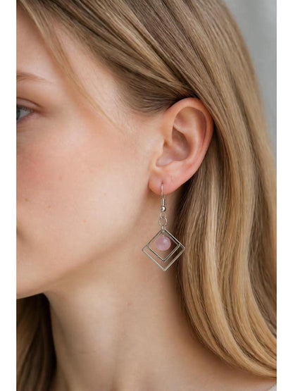 Pink Lemonade | Geometric Fused Glass Earring