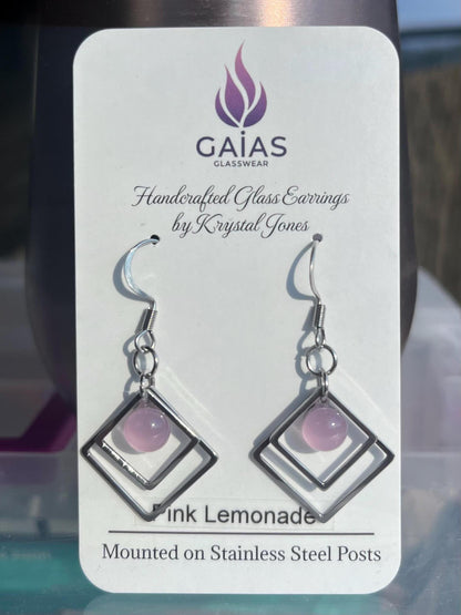 Pink Lemonade | Geometric Fused Glass Earring