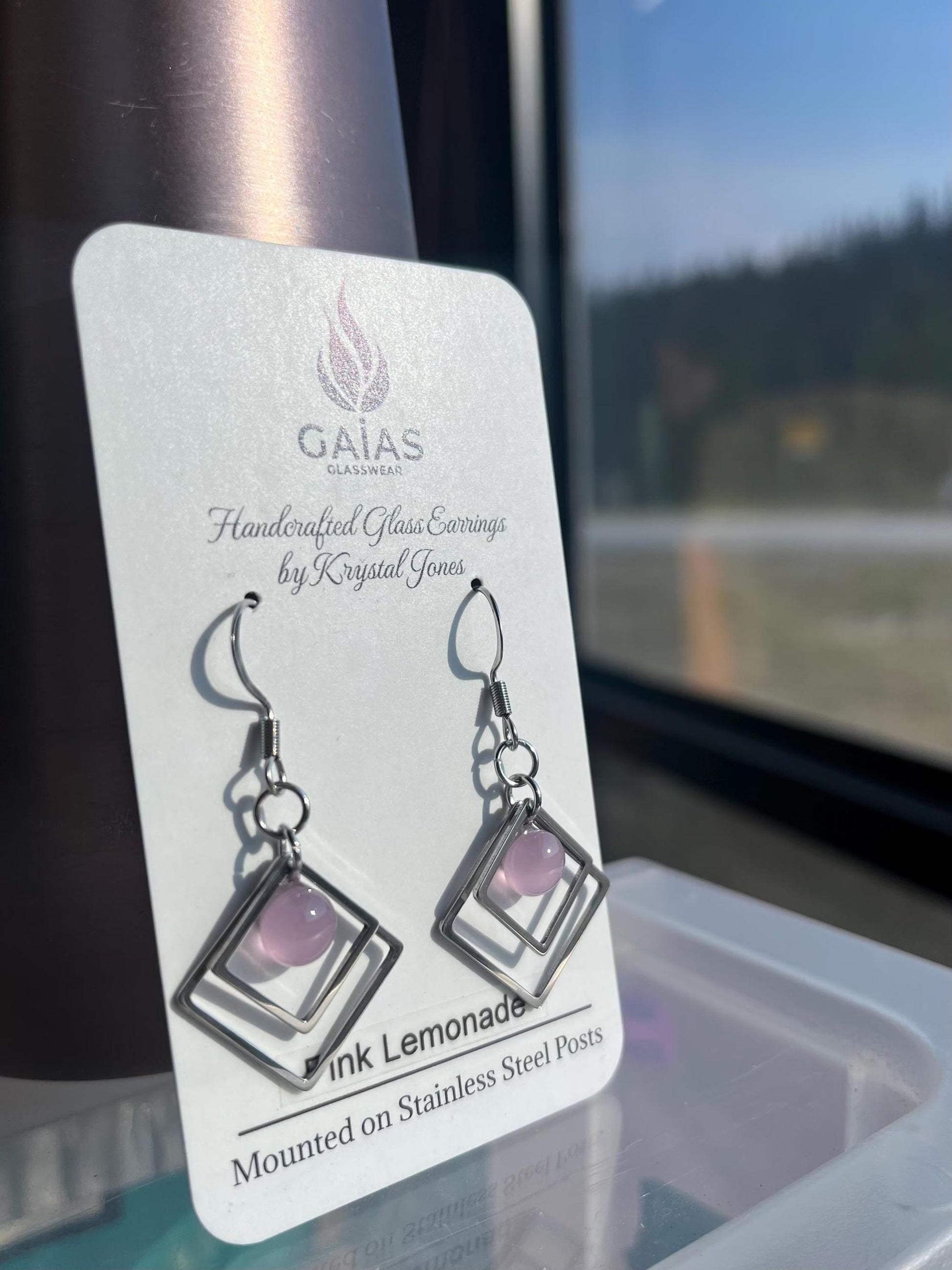 Pink Lemonade | Geometric Fused Glass Earring