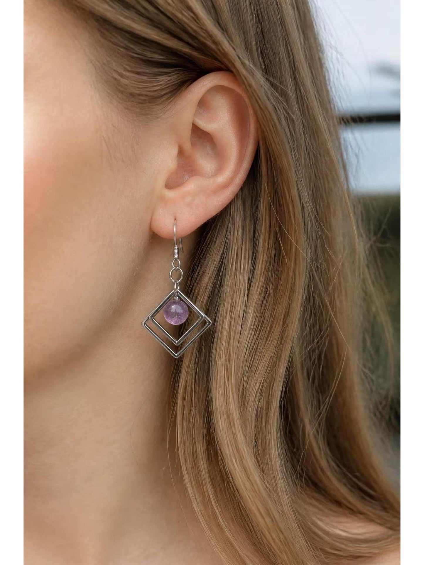 Purple Haze | Geometric Fused Glass Earring