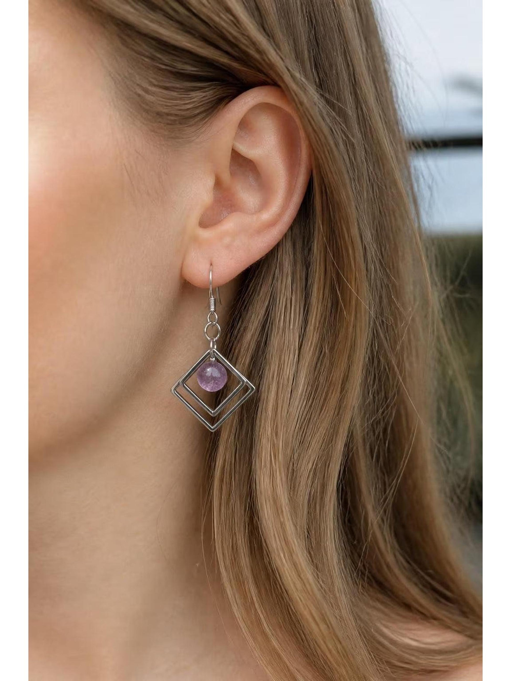 Purple Haze | Geometric Fused Glass Earring