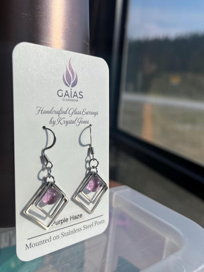 Purple Haze | Geometric Fused Glass Earring