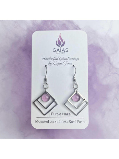 Purple Haze | Geometric Fused Glass Earring