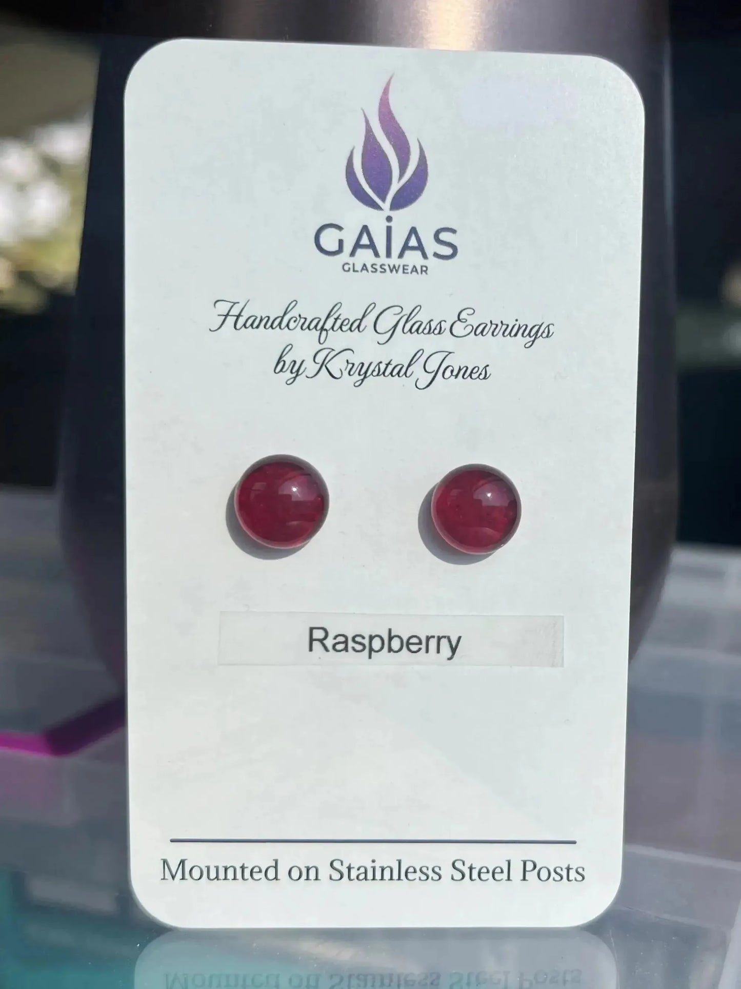 Raspberry | Fused Glass Stud Earring