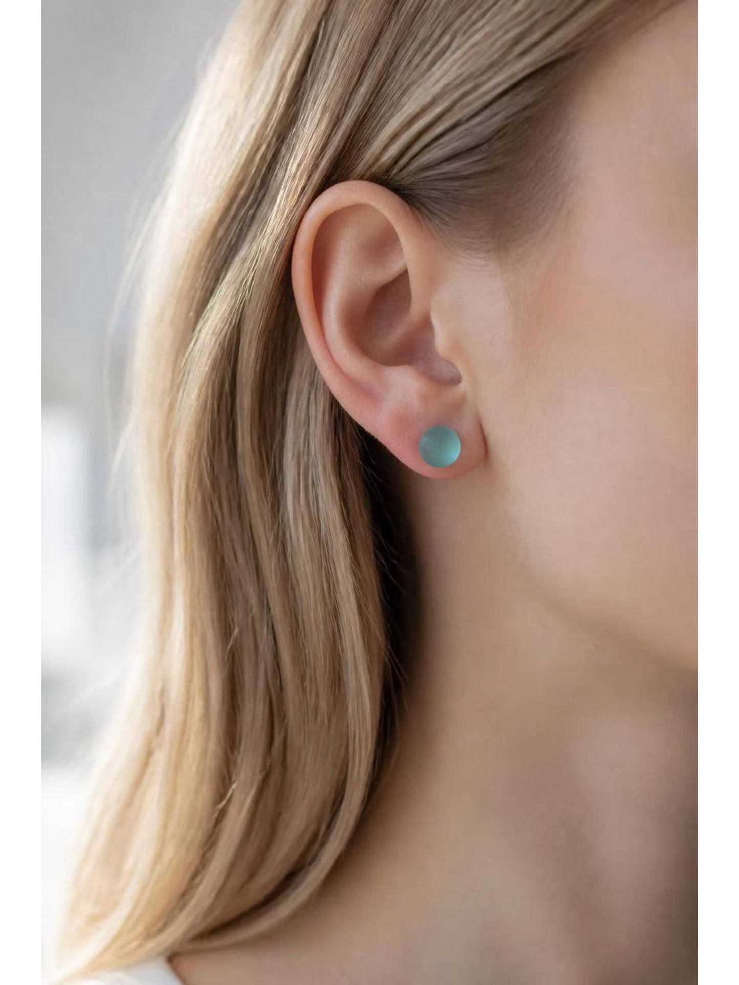 Recycled Earrings | Eco Friendly Glass Studs from Reclaimed Blue Ashtrays