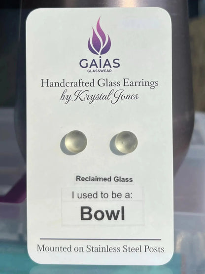 Recycled Earrings | Eco Friendly Glass Studs from Reclaimed Yellow Bowls