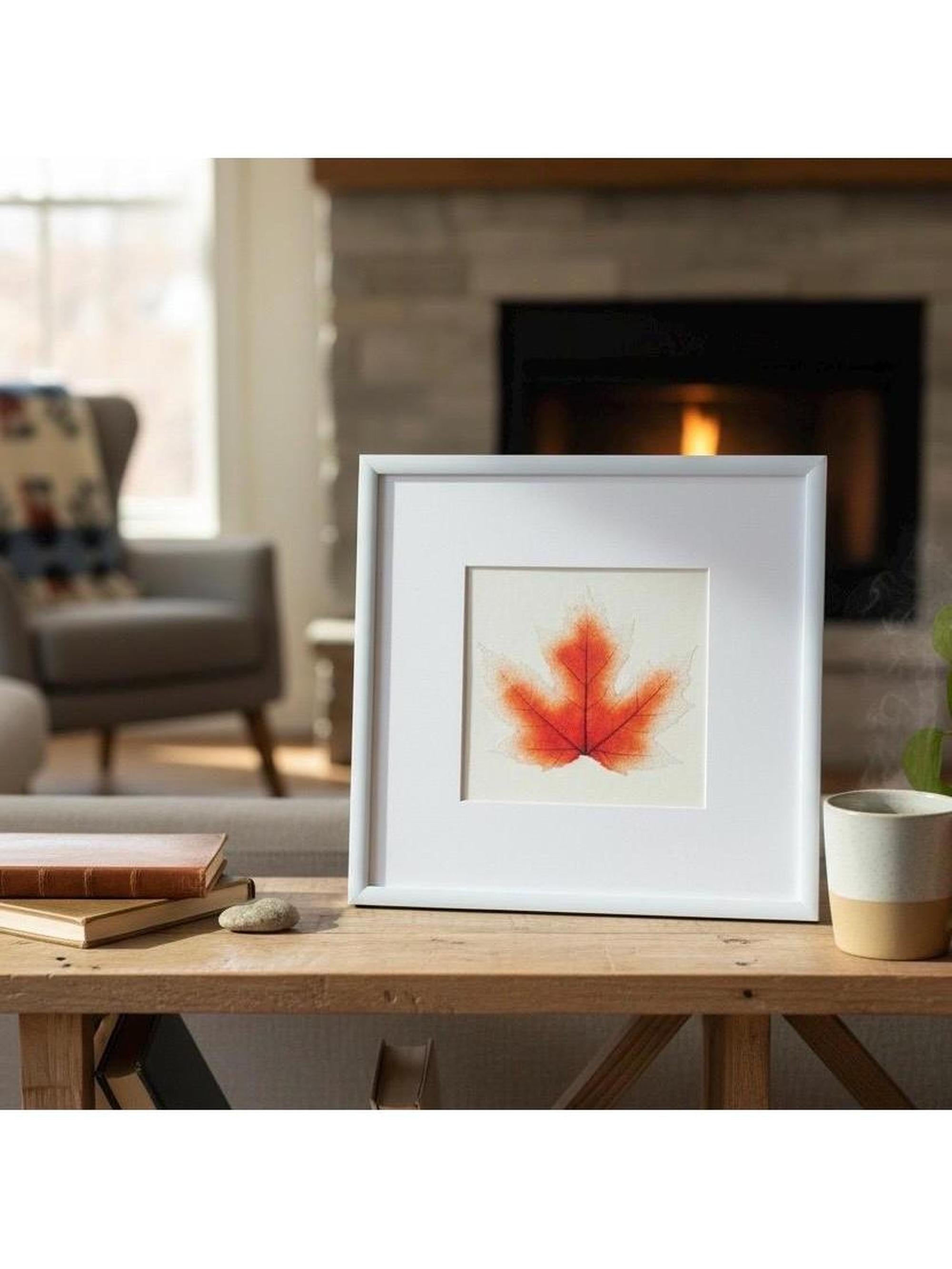 Red Glass Maple Leaf – Framed Botanical Glass Art