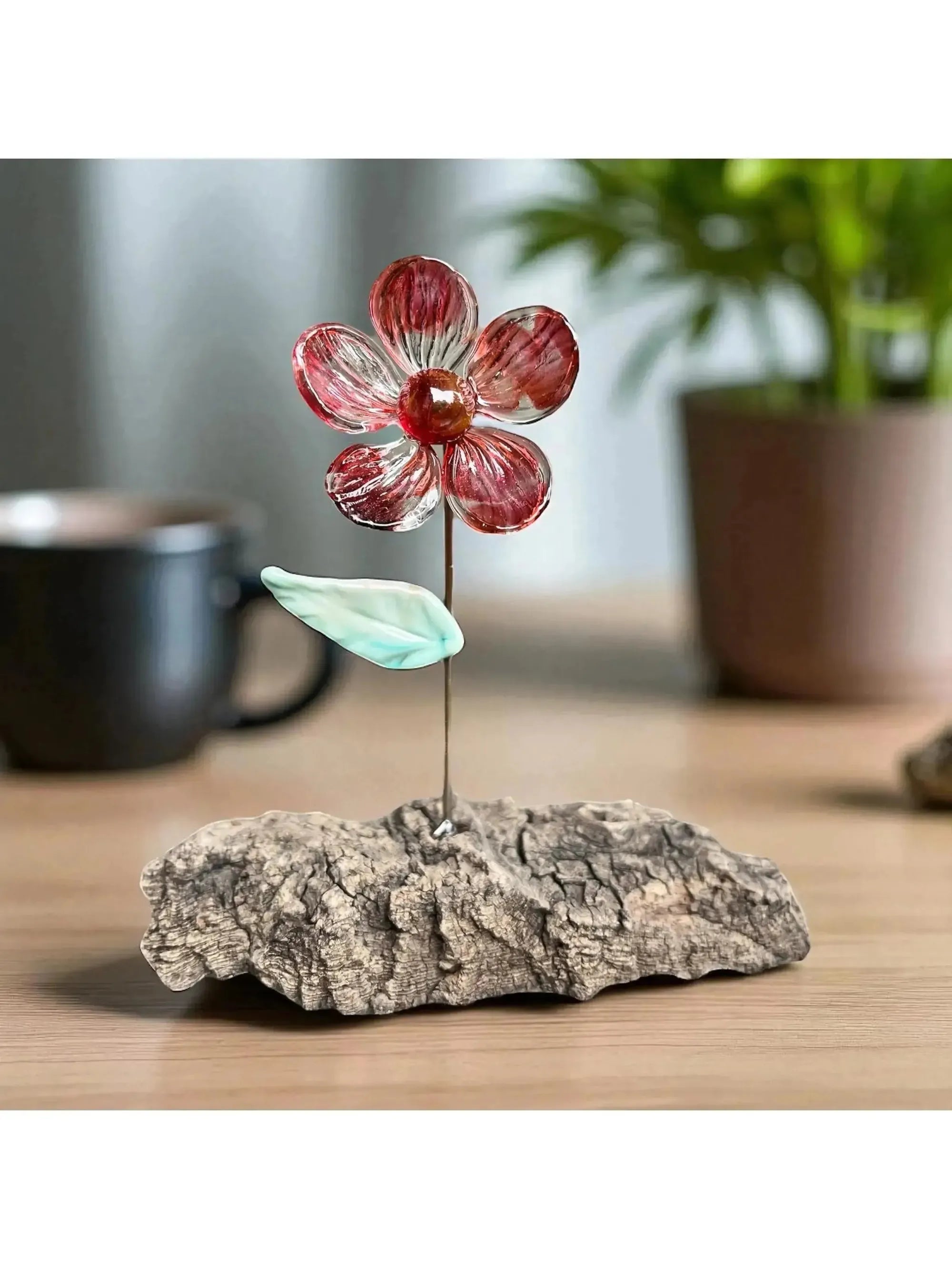 Red and Clear Glass Flower – Lampworked Botanical Glass Art