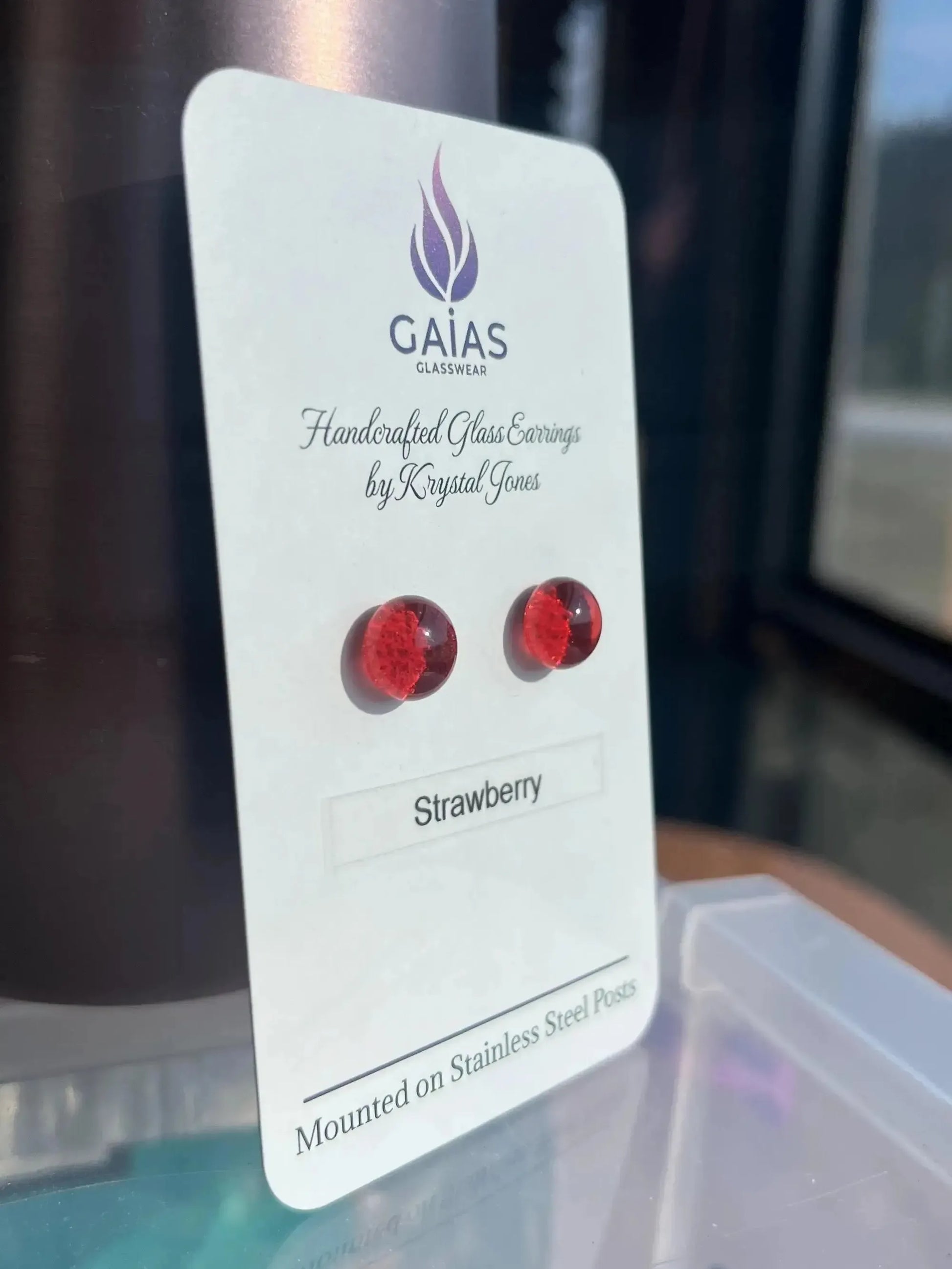 Strawberry | Fused Glass Stud Earring