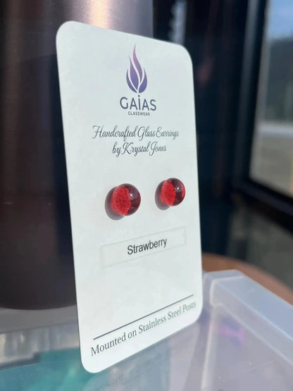 Strawberry | Fused Glass Stud Earring