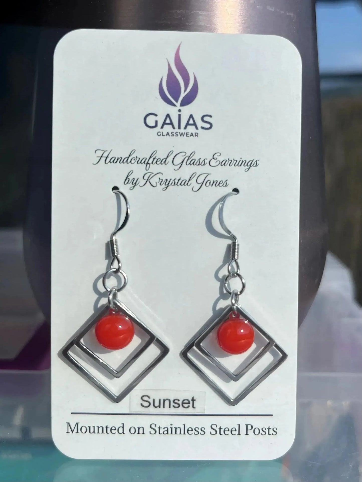 Sunset | Geometric Fused Glass Earrings