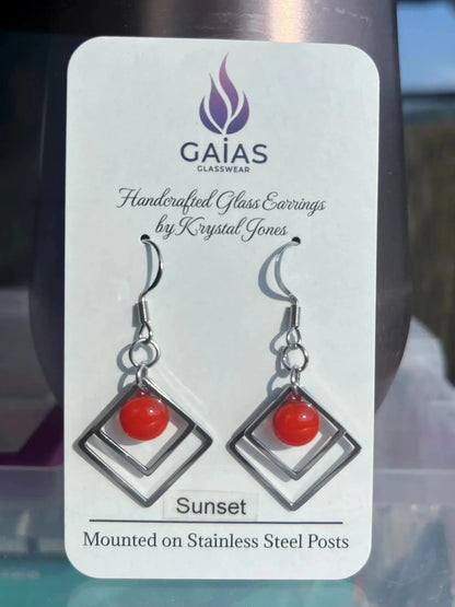 Sunset | Geometric Fused Glass Earrings