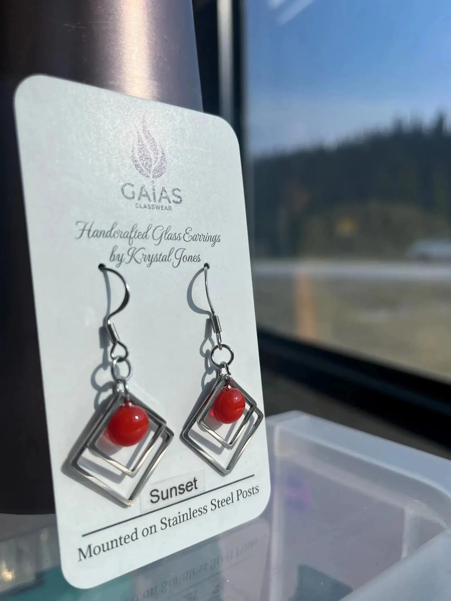 Sunset | Geometric Fused Glass Earrings