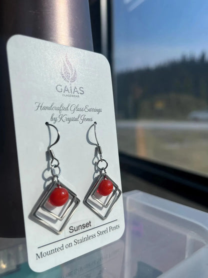 Sunset | Geometric Fused Glass Earrings