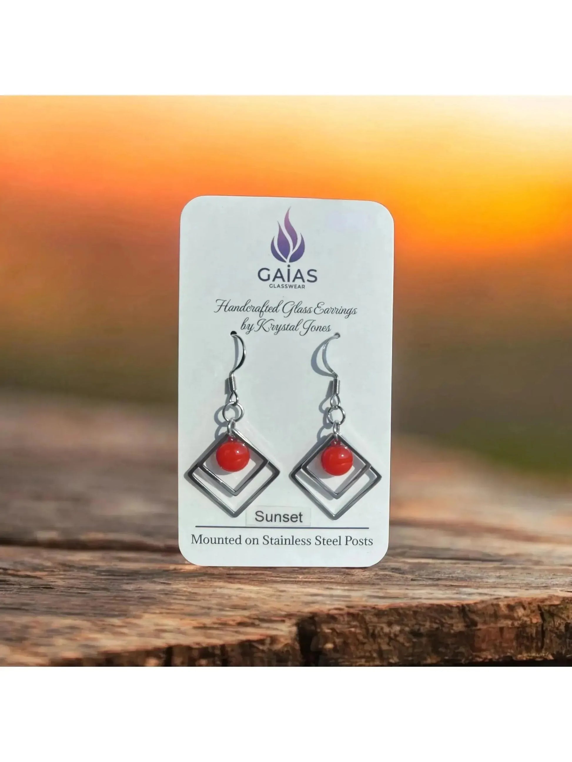 Sunset | Geometric Fused Glass Earrings