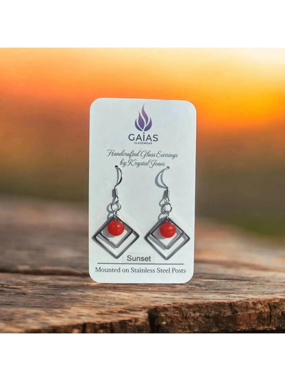 Sunset | Geometric Fused Glass Earrings