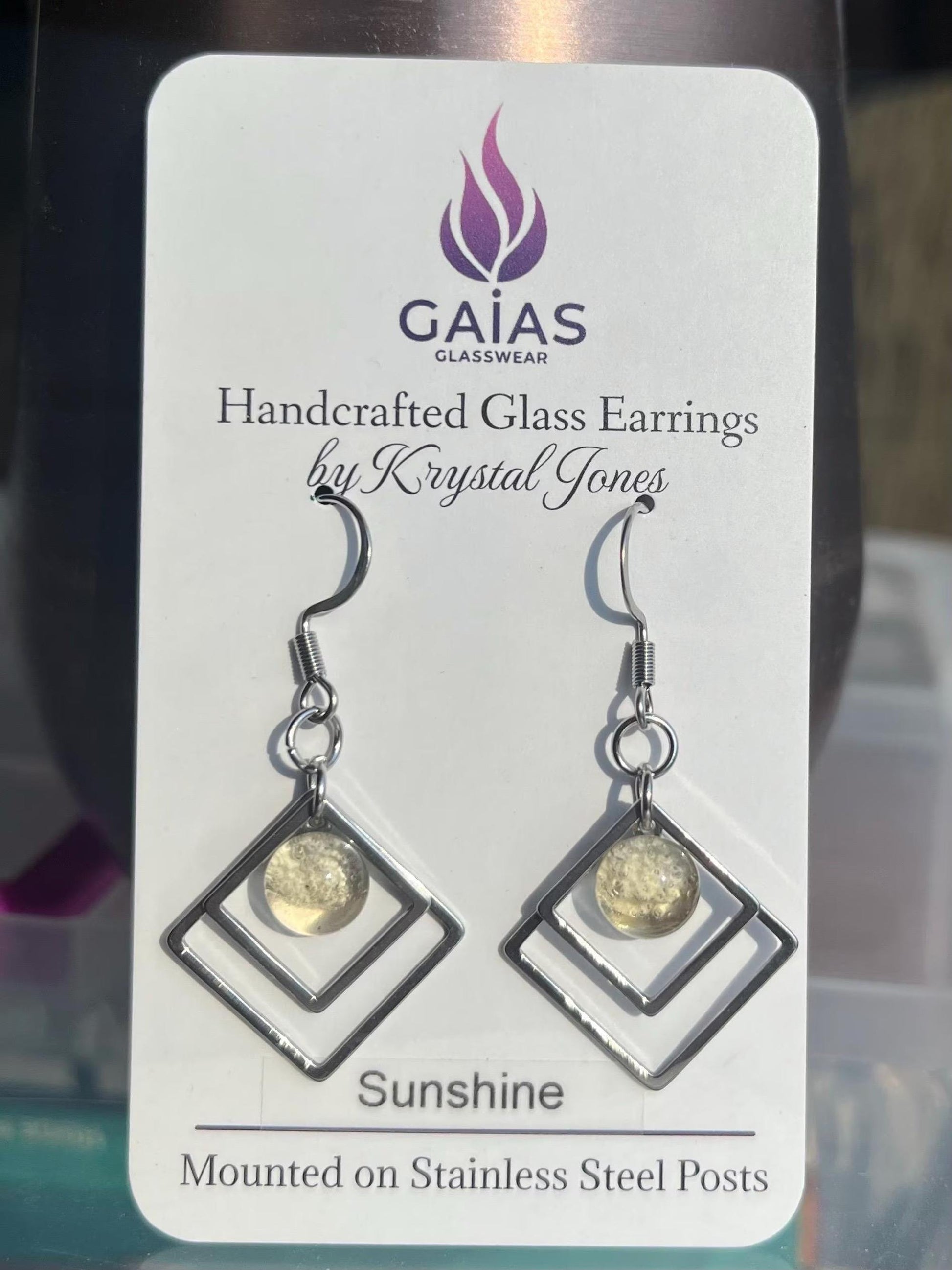 Sunshine | Geometric Fused Glass Earring