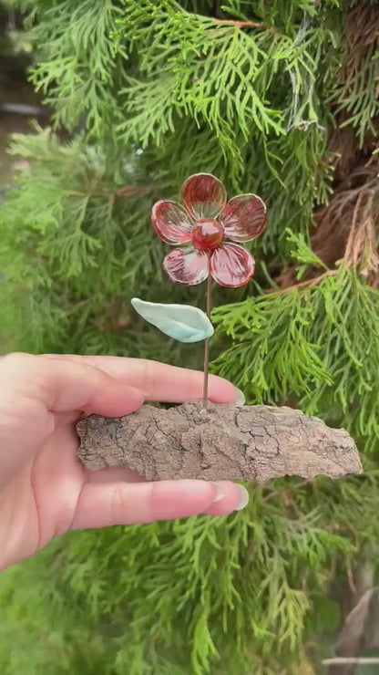 Red and Clear Glass Flower – Lampworked Botanical Glass Art