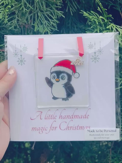 Penguin Fused Glass Ornament